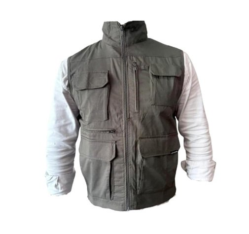 VANRAKSHAK Breathable Hiking Half Sleeve Jacket, Multi-Pocket Utility Vest, Green, Full Zip Front, Multiple Storage Compartments