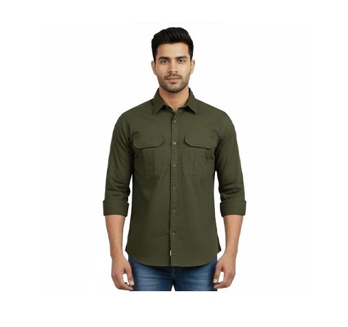 VANRAKSHAK Light Green Dual Tone Shirt Full Sleeve Button Down Shirt Dual Front Pockets for Men (in, Alpha, XL, Regular)