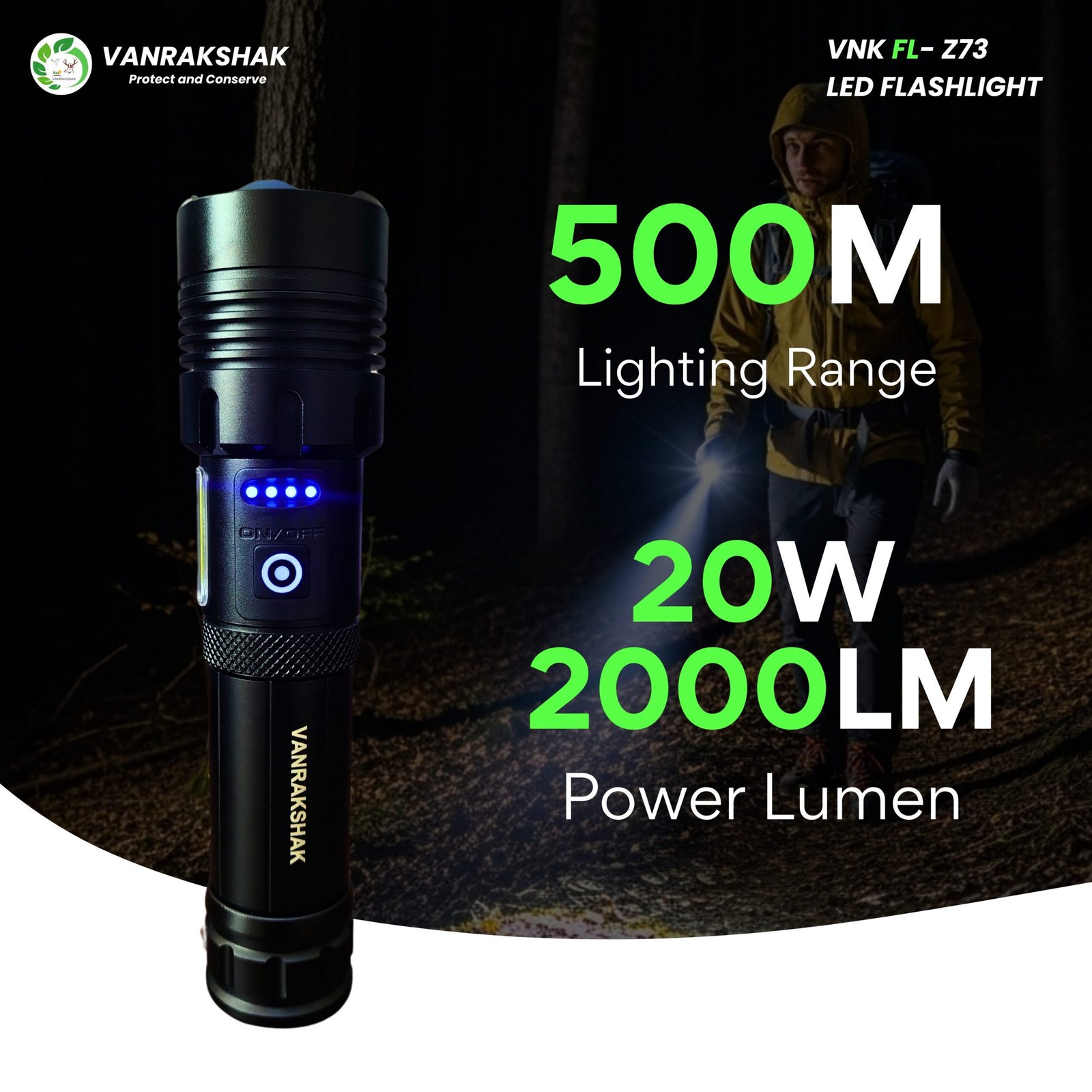 VANRAKSHAK FL-Z73 LED FLASHLIGHT - Image 8
