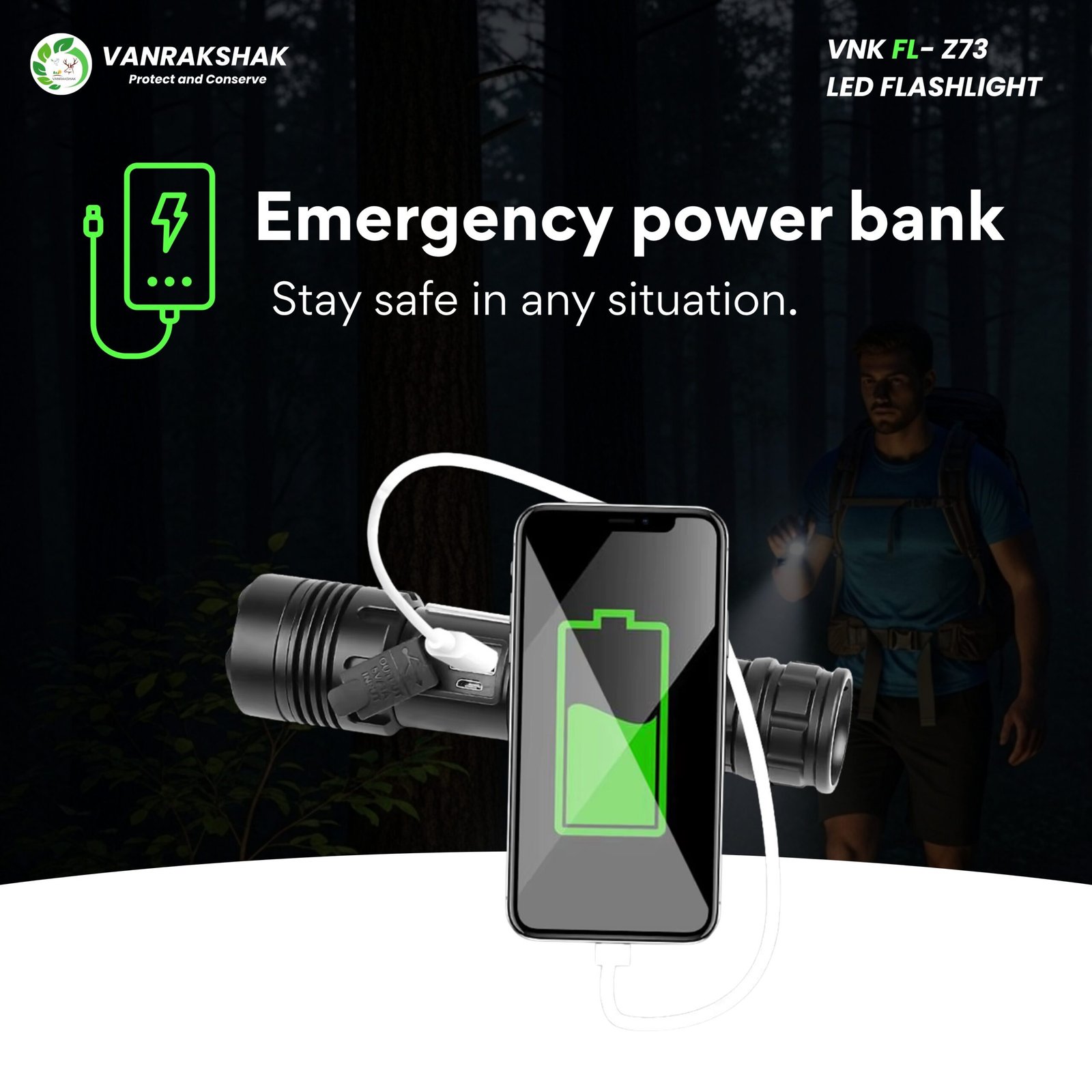 VANRAKSHAK FL-Z73 LED FLASHLIGHT - Image 5