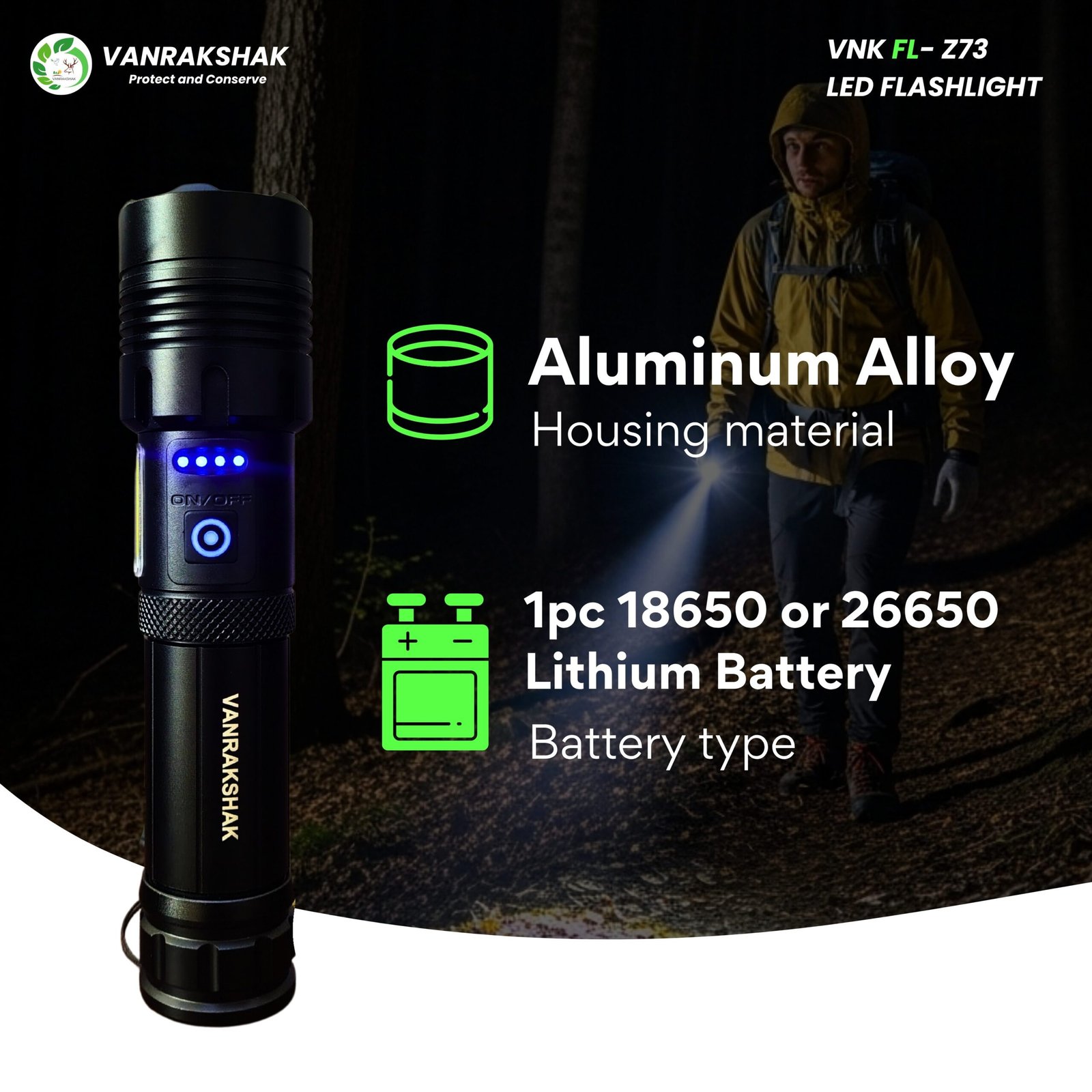 VANRAKSHAK FL-Z73 LED FLASHLIGHT - Image 4