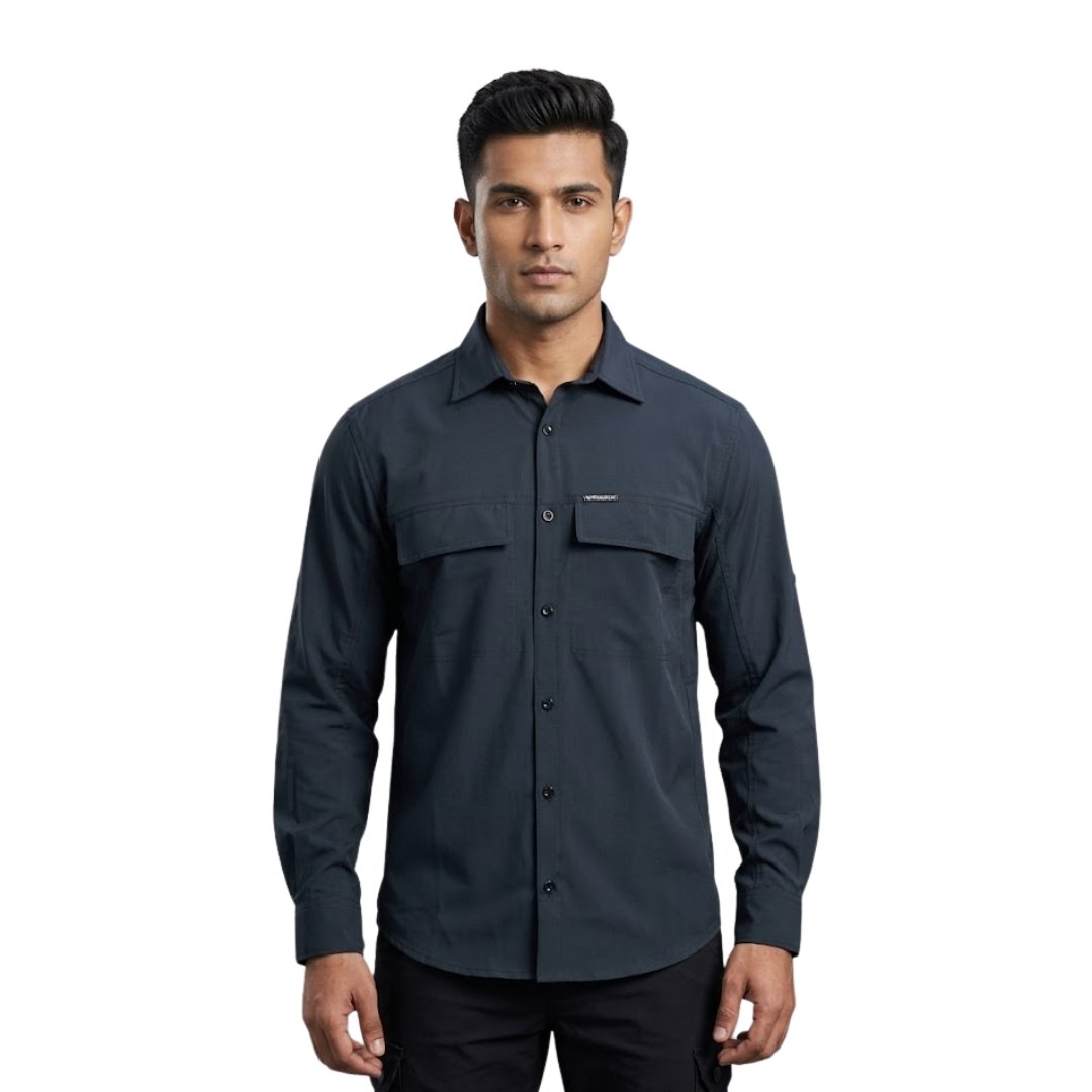 Men's Breathable Hiking Shirt – Full Sleeve, Quick-Dry, Lightweight Outdoor Trekking Shirt (Teal Green)
